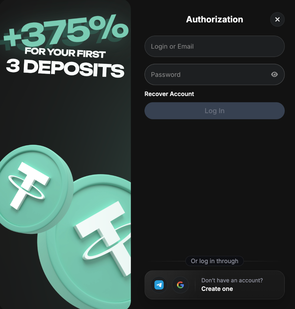 Sneket Casino authorisation and +375% bonus for your first 3 deposits