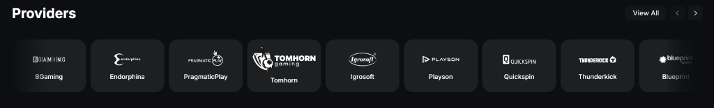 Game providers at Sneket — BGaming, Endorphina, Pragmatic Play, Tomhorn, Playson, Quickspin, Thunderkick, Blueprint